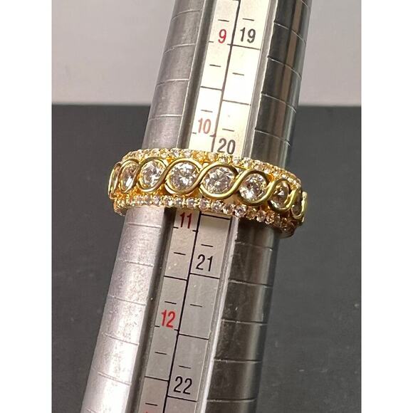 CZ gold over Sterling eternity band mens ring size 11 - Picture 10 of 11